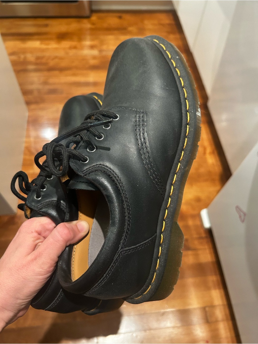 Dr. Martens Black Leather Oxford with Yellow Stitching